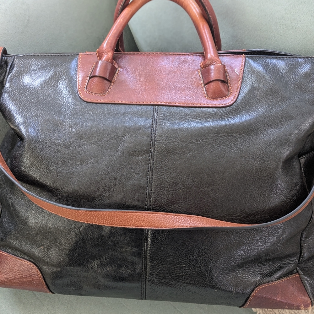 Elegant Black and Brown Leather Men's Bag
